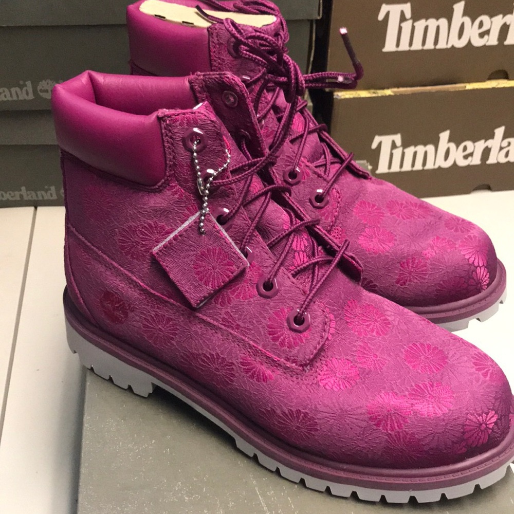 Timberland magenta floral print boot